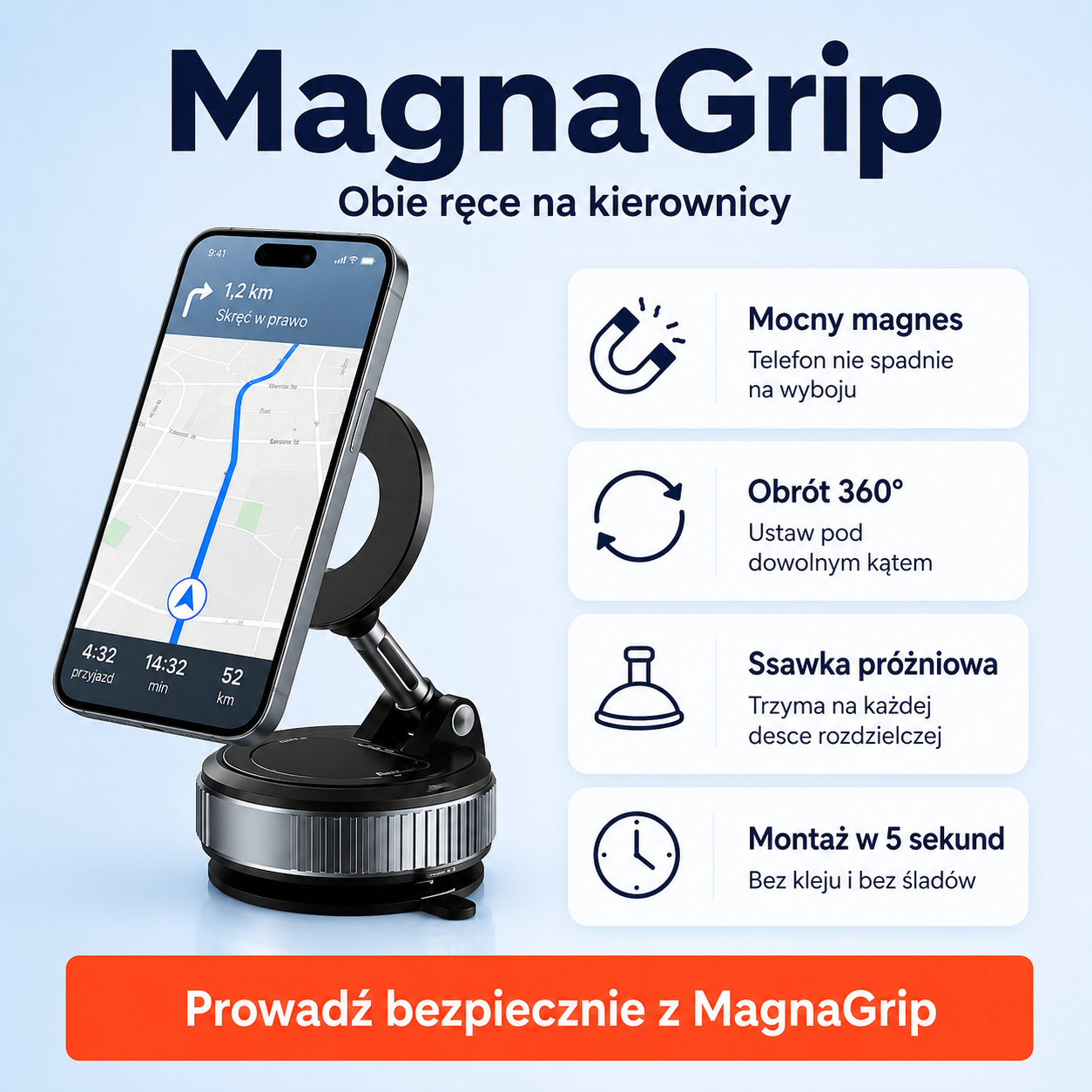 MagnaGrip Uchwyt Samochodowy na Telefon